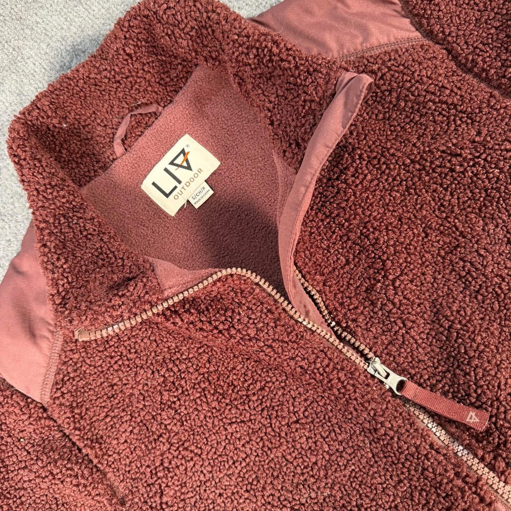 LIV Outdoor Birch Jacket Brown Sherpa Pile Fleece Quilted Full Zip WF42006 Small